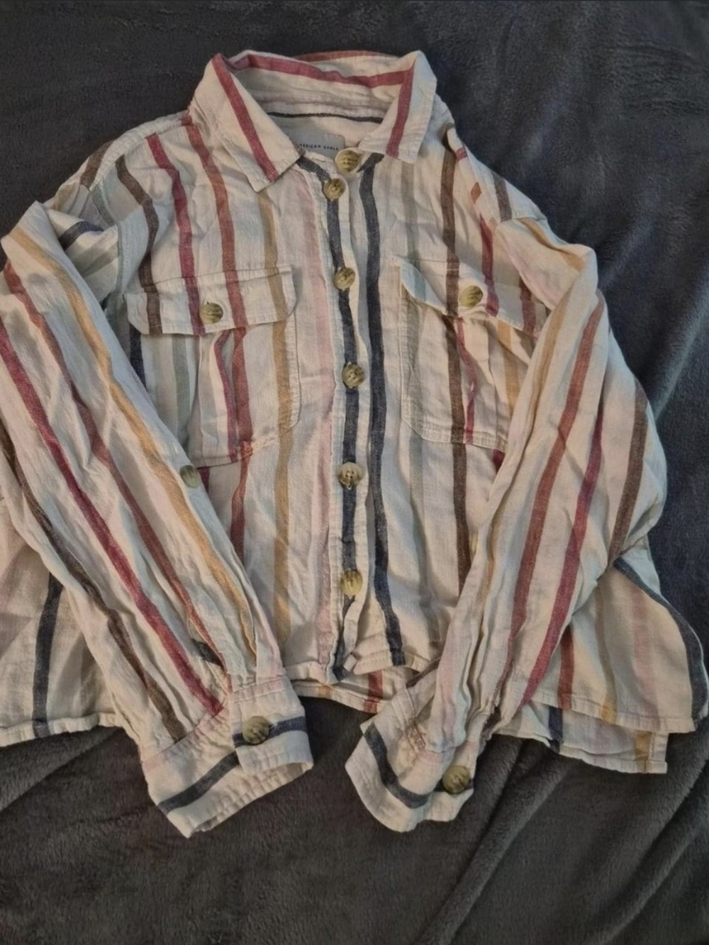 Striped Button-Front Women’s Jacket - Neutral Multi